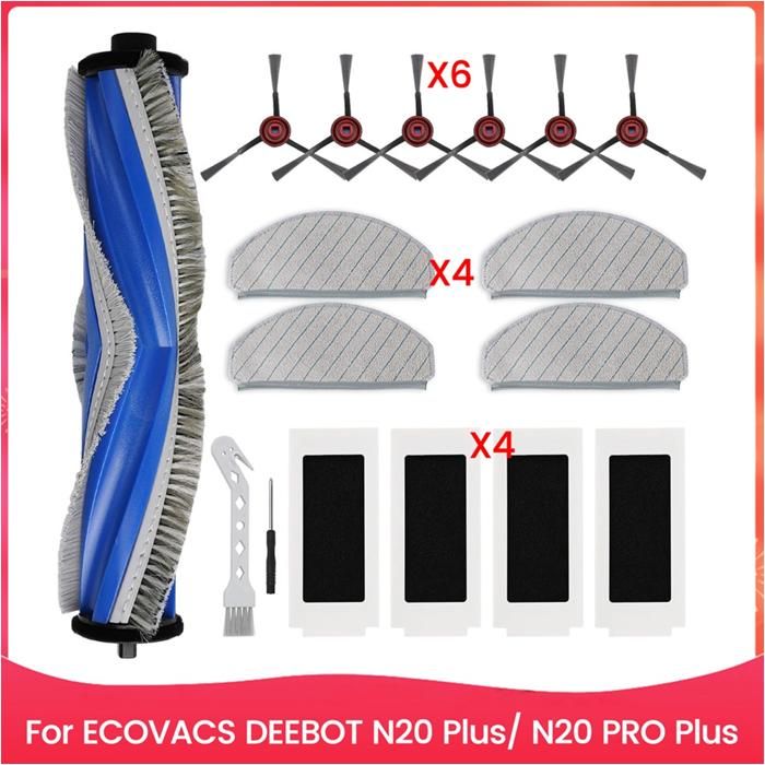 Accessoires pour Aspirateur Robot pour Ecovacs DEEBOT N20 plus/N20 PRO plus Pièces de Rechange Brosse Latérale Principale Filtre
