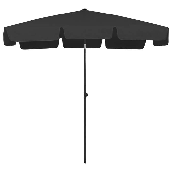 @FRENCH Haute qualité] Luxueux Parasol de protection solaire Parasol de plage noir 200x125cm 464928