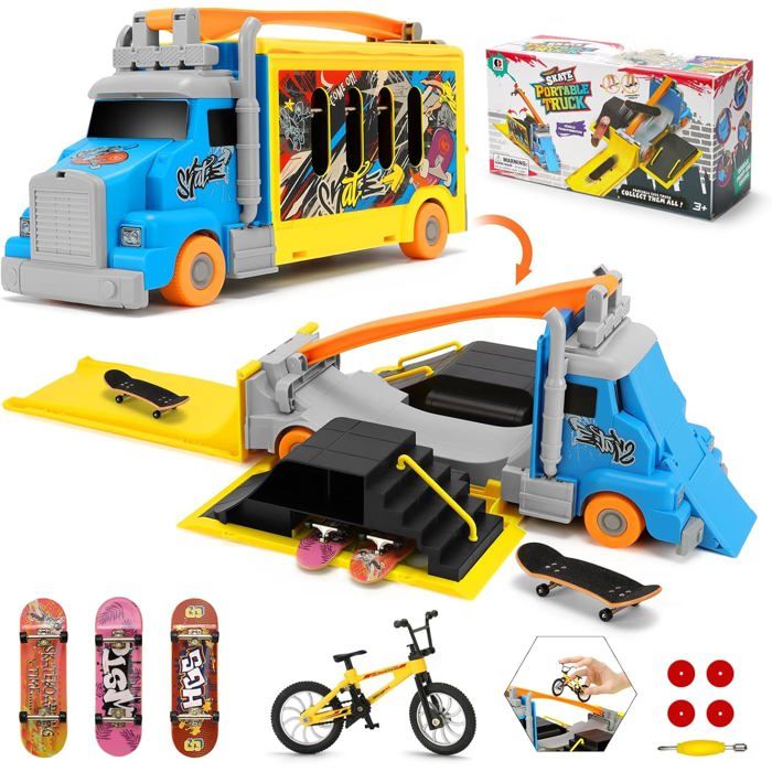 Ensemble de Rampes Tlater pour Skateboard à Doigts - 2 en 1 avec 3 Planches et 1 Vélo