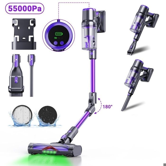 Aspirateur balai - BLOSSOM - DSV112A - Sans fil pliable - 65 min autonomie - 55 KPa aspiration