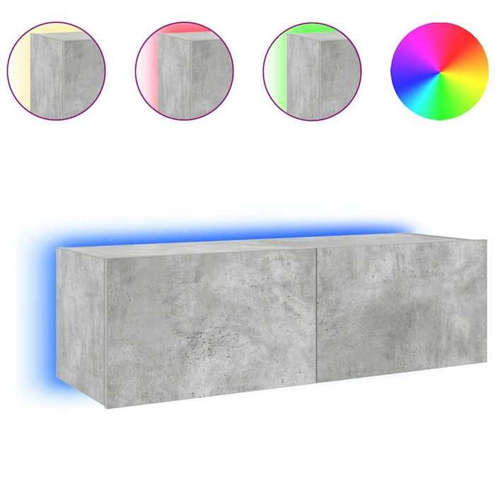 En solde Armoire TV murale - CLOUD - Meuble TV Suspendu Flottant - avec lumières LED - - gris béton 100x35x31 cm LL2466