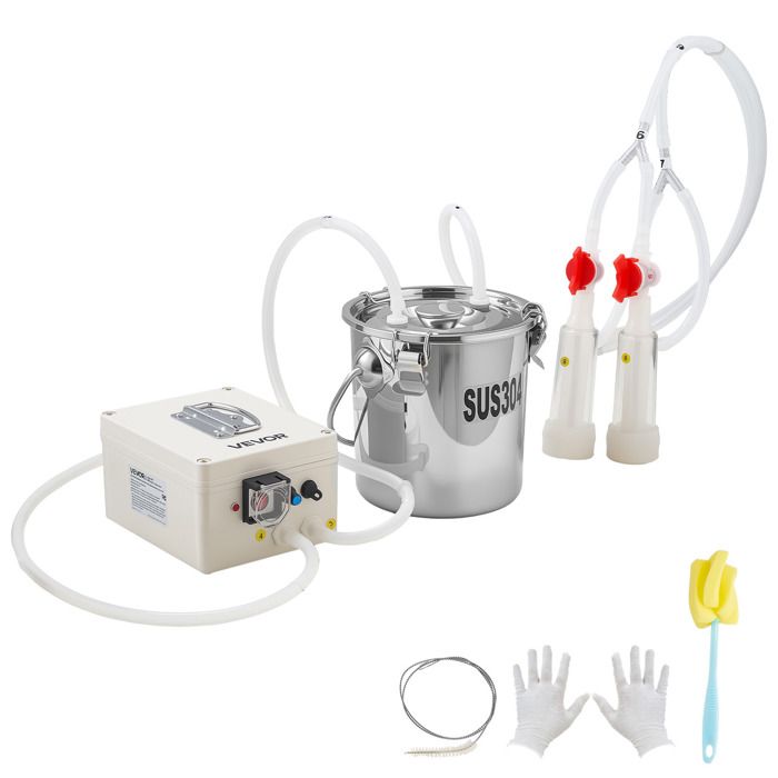 Meilleurs prix pour Machine à Traire Chèvre Seau-VEVOR-3 L Trayeuse de Mouton en Acier Inoxydable Kit de Traite Brebis Électrique Portable