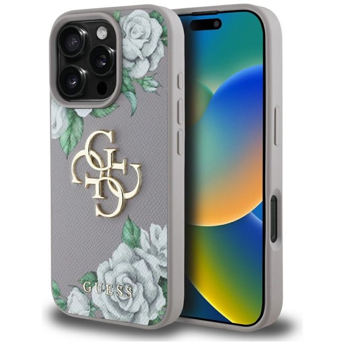 Coque Guess Hardcase 4G Grained Roses Big Logo pour iPhone 16 Pro Max - Purple