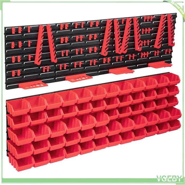 Kit de bacs de rangement avec panneaux muraux - 150815 - 60 bacs ...