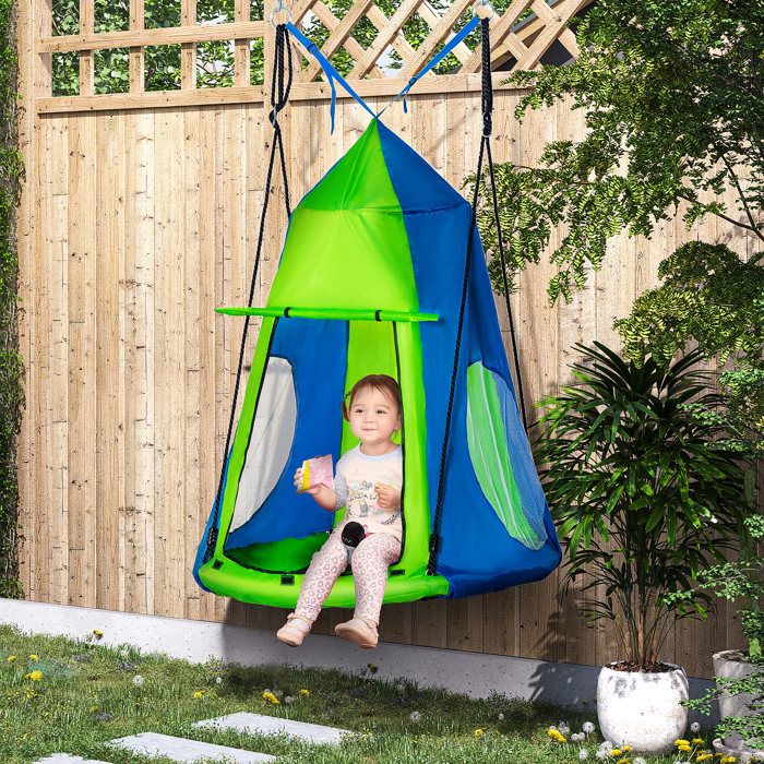 DREAMADE Balançoire Nid d'Oiseau pour Enfant avec Tente Hamac Suspende