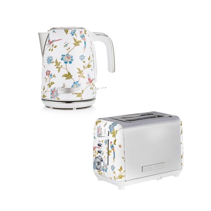 Set petit-déjeuner Laura Ashley bouilloire à verseuse 1 7 L et grille-pain 2 tranches Elveden Blanc
