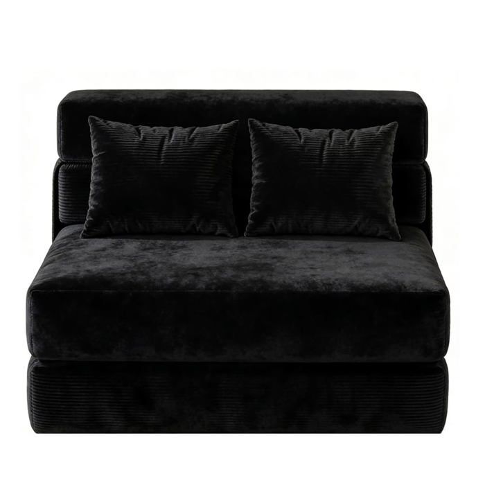 Canapé-lit 4-en-1 multifonction convertible en lit avec coussin design capitonné pour salon chambre ou les petits espaces Noir