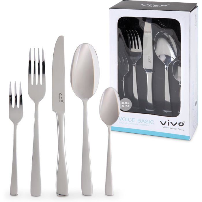 Vivo by Villeroy & Boch Voice Basic 30 pièces inox pour 6 personnes set couverts compatible lave-vaisselle Vivo by Villeroy & Boch Voice Basic 30 pièces inox pour 6 personnes set couverts compatible lave-vaisselle