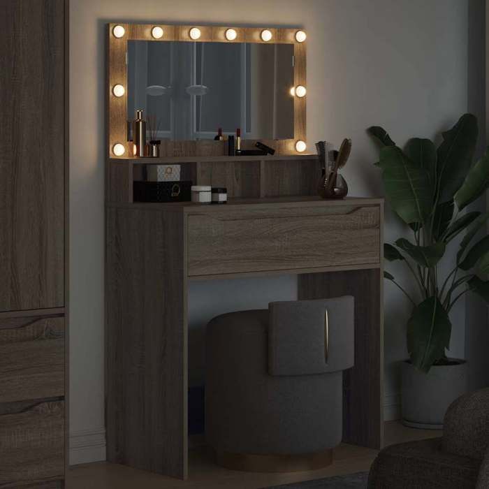 Meuble Rangement - HAOSHOP - Tables de maquillage pour chambre avec tiroir Chêne Sonoma&01_42048