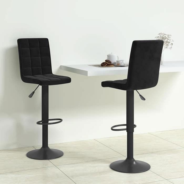 Lemon Tabourets de bar 2 pcs noir velours Pieds robustes et résistants @4056