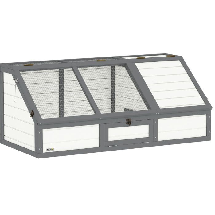 Enclos pour tortue extérieur sans fond 120 x 55 x 50 cm avec couvercles ouvrants porte avant bois blanc ORVRYN