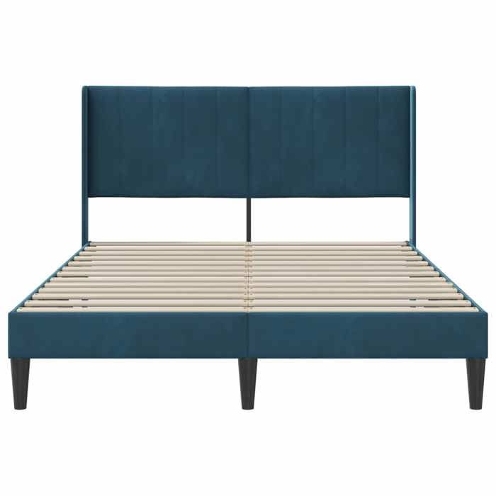 Structure de lit - HAOSHOP - Cadre de lit avec tête de lit Bleu 160 x 200 cm Velours&01_115936