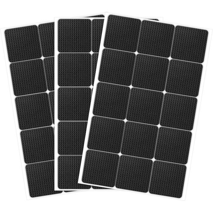 45 Pièces Patin Antiderapant Tampon Mousse MeubleCarré  Patins pour Meubles Patin Antidérapant 45 pièces EVA carré Noir