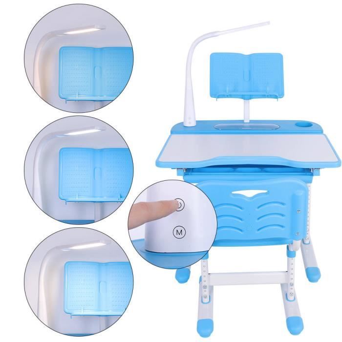 Ensemble Bureau Et Chaise Enfant Réglable - Motif Dessin Animé - Plateau Élargi Avec Tiroir - Design Ergonomique