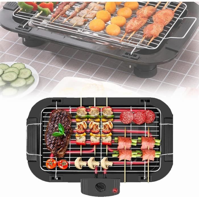 Barbecue électrique 2 En 1 Balcon Et Camping – 2200W, Régulation Température, étagères De Rangement