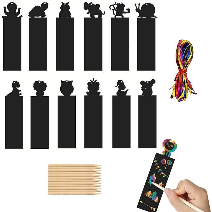 Kit Dessin Grattage Enfant - 12 Livres 240 Pages + 12 Stylets + 5 Gabarits - Art Créatif