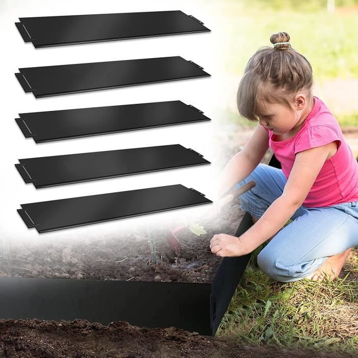 Bordure De Pelouse En Métal Galvanisé - 10m X 18cm De Haut - Flexible Pour Formes Courbes - Installation Facile