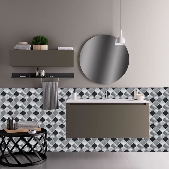 Smart Tiles Crédence Adhésive Murano Gris/Blanc - Carrelage Autocollant Cuisine Salle De Bain Lot De 5