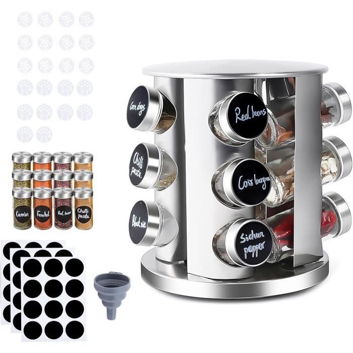 Présentoir à épices Rotatif KOOSREEL 18 Pots - 360°, Rangement Cuisine