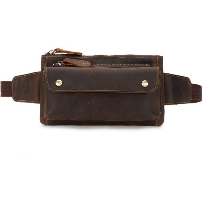 Sac à Main Vintage En Cuir Véritable - Vert Foncé & Marron, Maroquinerie Au Sellier Trouville