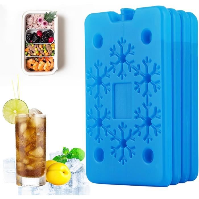 Lot De 4 Blocs Réfrigérants 200 Ml – Minces, 16.5x10.8x1.5 Cm – Réutilisables – Pour Glacière, Boîte à Lunch, Camping