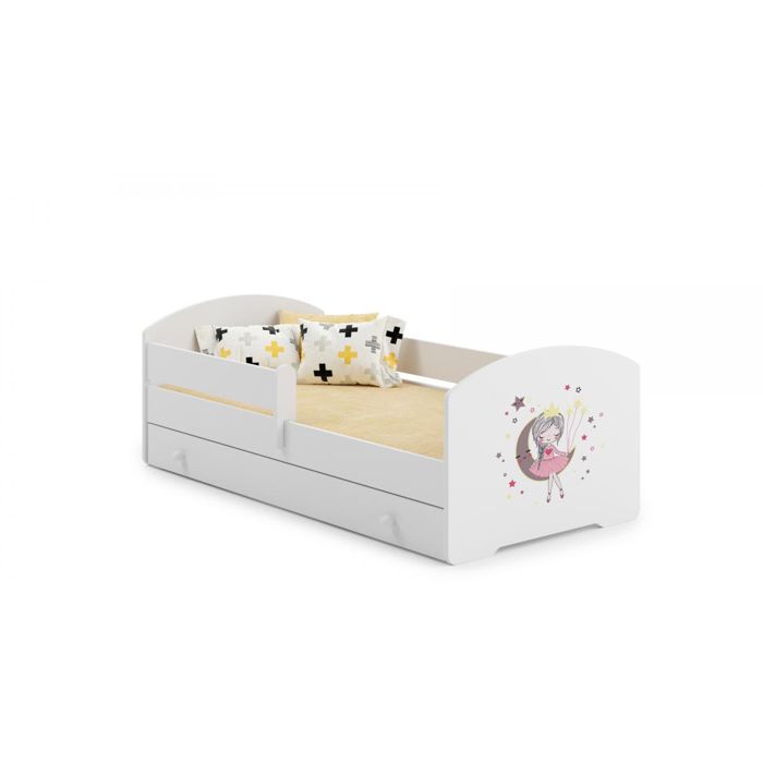 Lit Pour Enfant Princesse Endormie Avec Tiroir Matelas Et Barriere De Protection Taille 160x80 Cdiscount Maison