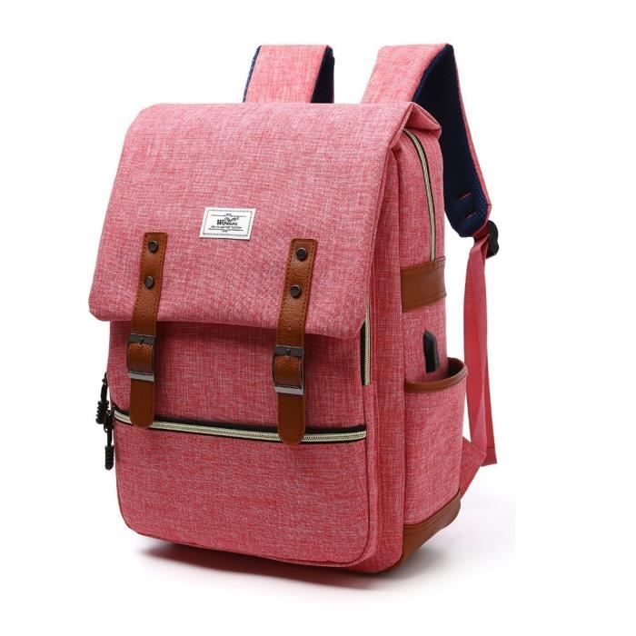 Sac A Dos Ordinateur Portable Pc Impermeable Laptop Backpack Daypack En Tissu Avec Pris Usb Pour Bureau Scolaire Affaire Voyage Rose Rose Achat Vente Sac A Dos 2009493086339 Cdiscount