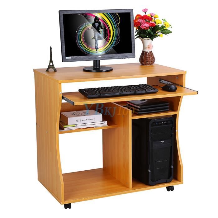 Bureau pour ordinateur table meuble PC informatique multimédia (noyer) -  Cdiscount Maison
