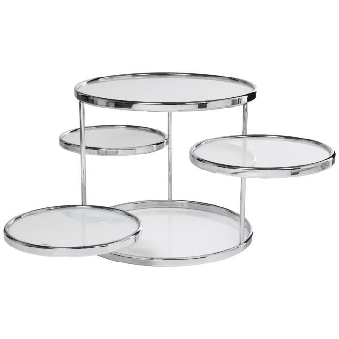 Table Basse Ronde 4 Plateaux Verre Blanc Achat Vente Table