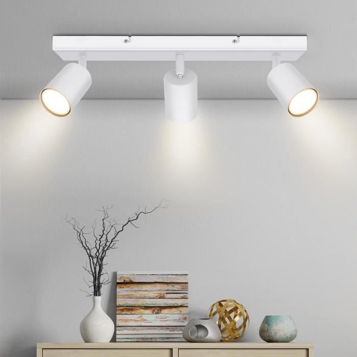 Spot Orientable Esoes Blanc - Applique Murale Ou Plafonnier, Tête Réglable, Culot E27 (ampoule Non Incluse) - Pour Salon, Chambre, Couloir