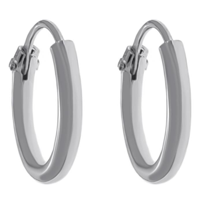Boucles oreilles Créoles 8mm en Argent 925 fil rond 13mm