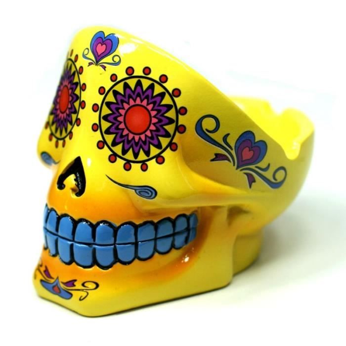 Cendrier Tete De Mort Mexicaine Jaune Achat Vente Cendrier Cendrier Tete De Mort Mexicain Cdiscount