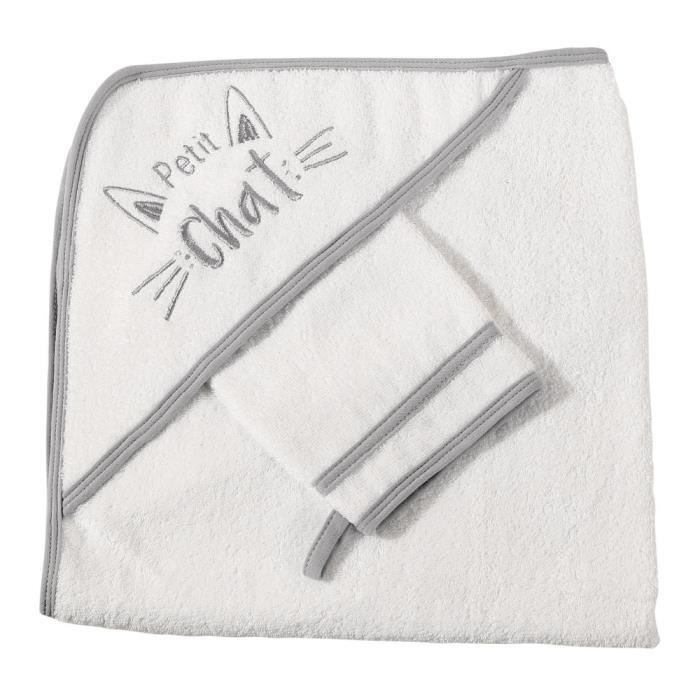 Cape De Bain Bebe Gant Petit Chat Gris Cdiscount Puericulture Eveil Bebe