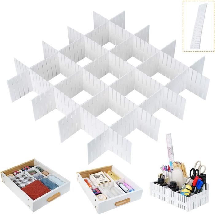 Diviseur de tiroir Lot de 16, ORGANISATEUR DE TIROIR en Blanc(16 PCS Diviseur de tiroir Lot de 16, ORGANISATEUR DE TIROIR en Blanc(16 PCS