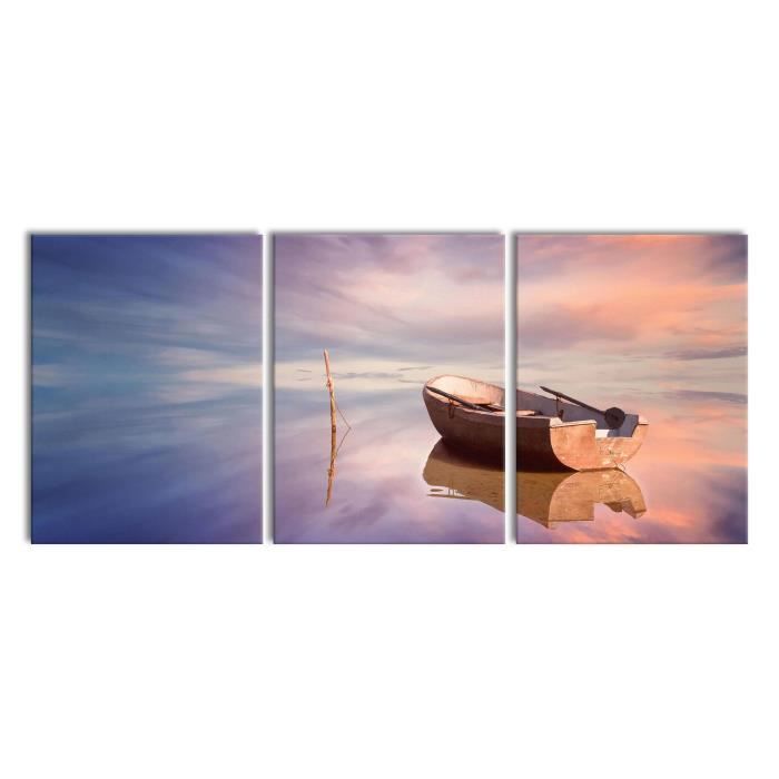 Bateau solitaire en mer, 3 pièces XXL (180x80 en tout) - peinture sur toile  - décoration - impression d'art_XXL_LF6654_180x80 - Achat / Vente tableau -  toile - Cdiscount