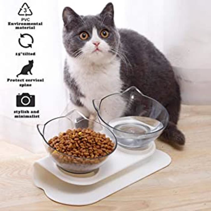 Gamelles Pour Chat Doubles Bol De Chat Gamelle Pour Chat Avec Support Sureleve Bol Incline A 15 Animaux De Compagnie Set Pour Cdiscount