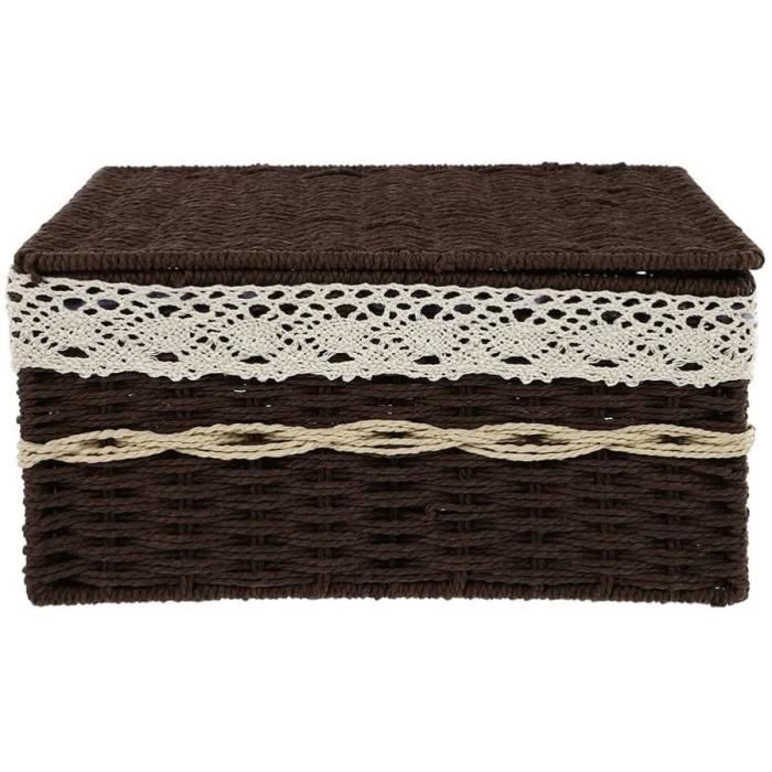 Boîte De Rangement En Bois Multicouche 2 Tiroirs - Dimensions 25,5x24,5x11 Cm - Design Vintage - Pour Bureau, Maison, Rangement Petits Objets