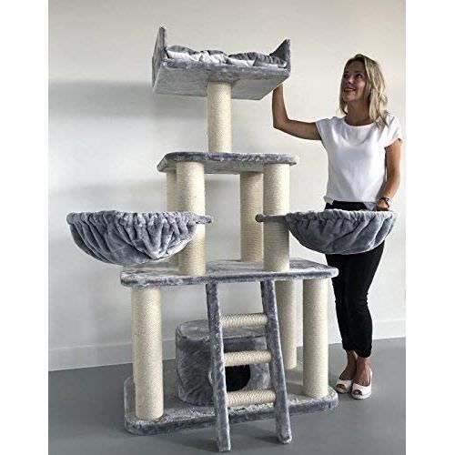 Arbre à chat géant grand chat XXL Panther Gris clair 62KG pour gros chats Produit de qualité