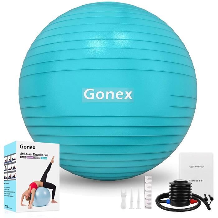 Gonex Ballon Fitness Pompe Incluse Gym Ball Swiss Ball pour Pilates,Capacité de 900kg 55cm 65cm 75cm