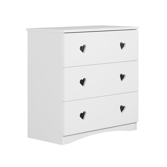 Commode - Kocot Kids - Julia Blanche - Design épuré - Poignées en forme de coeur - Panneaux MDF de haute qualité Commode - Kocot Kids - Julia Blanche - Design épuré - Poignées en forme de coeur - Panneaux MDF de haute qualité