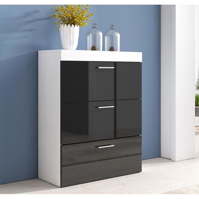Commode Dalia En Couleur Blanc Et Noir Achat Vente Commode De Chambre Commode Dalia En Couleur Bl Cdiscount