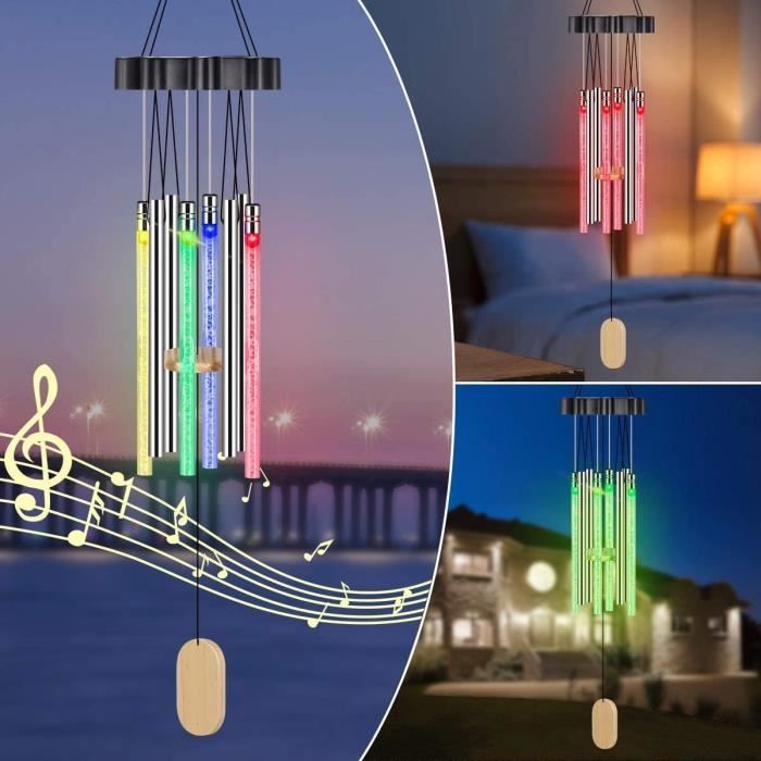LED Carillon De Vent Solaire Papillon Lumière Couleur Changeante