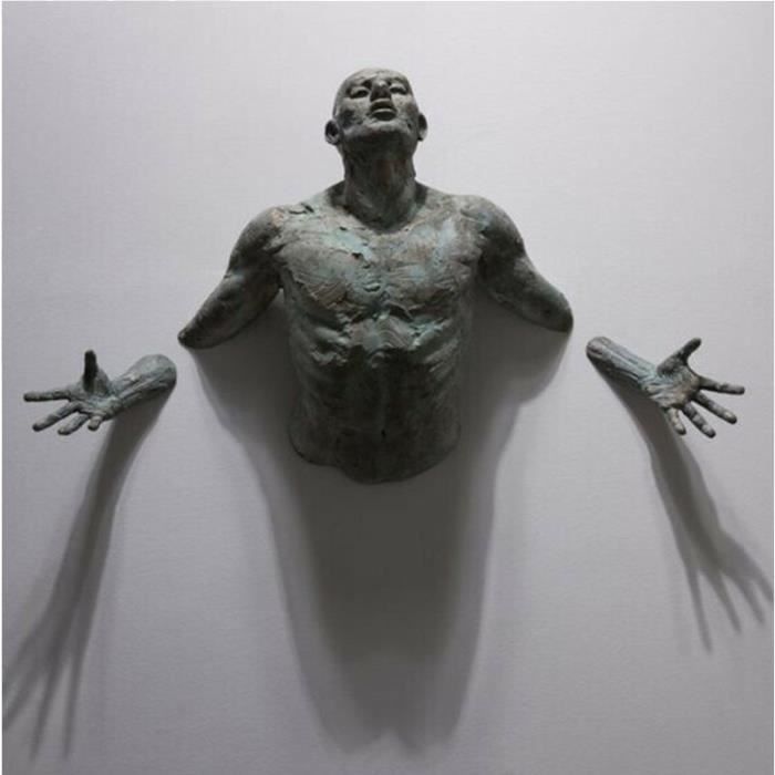 Statue deco,Sculpture murale 3D en résine, objet suspendu de