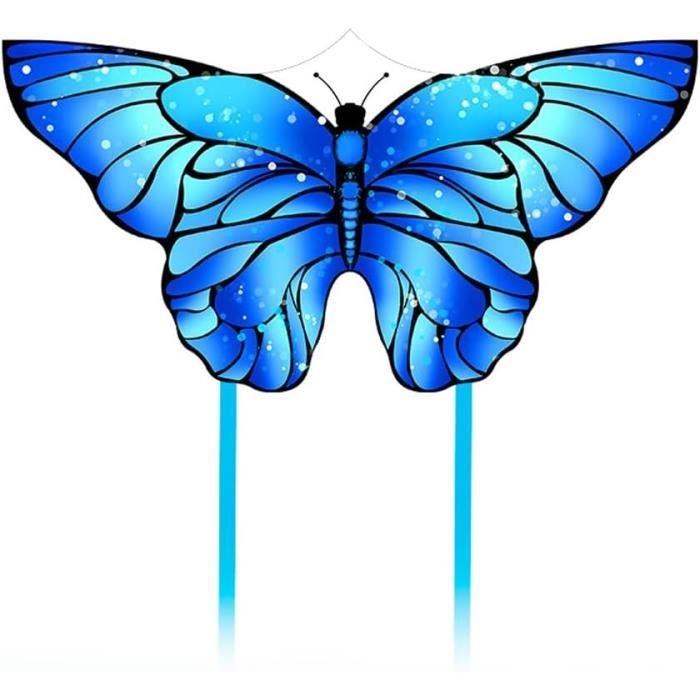 Kaiciuss Cerf-volant papillon bleu pour enfants et adultes, facile à voler pour les débutants | Large Size Kite with 300ft Line Handle,Single-line Kites for Girls, Fit for Beach Trips