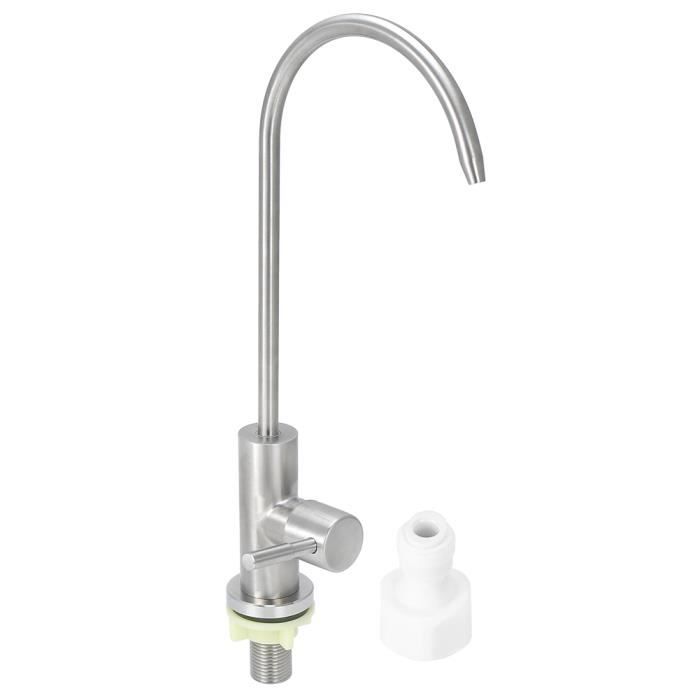Robinet Filtre à Eau RO - Acier Inox 304 Sans Plomb, Finition Noire, Rotation 360° - Compatible Osmose Inverse