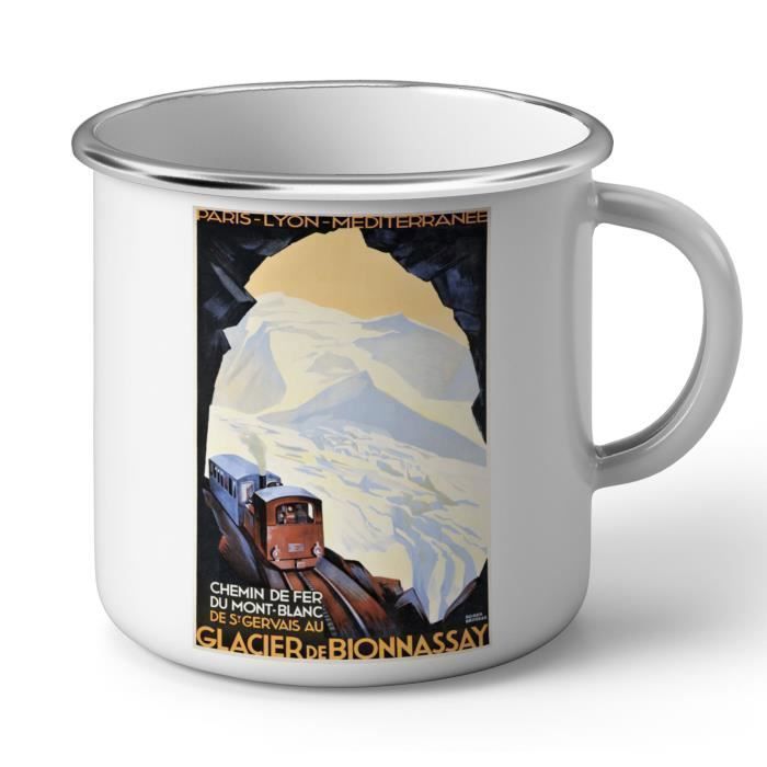 mug en metal emaille train mont blanc montagnes affiche poster vintage tourisme art deco cdiscount puericulture eveil bebe