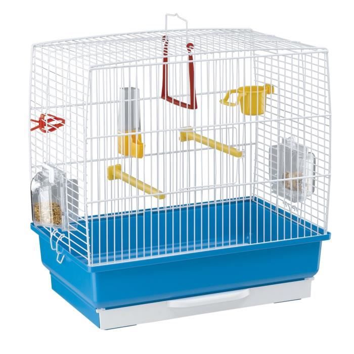 cage pour oiseaux rectangulaire - 2 perchoirs, 2 mangeoires, 1 balançoire, 1 abreuvoir, 1 pince, 1 godet - ferplast