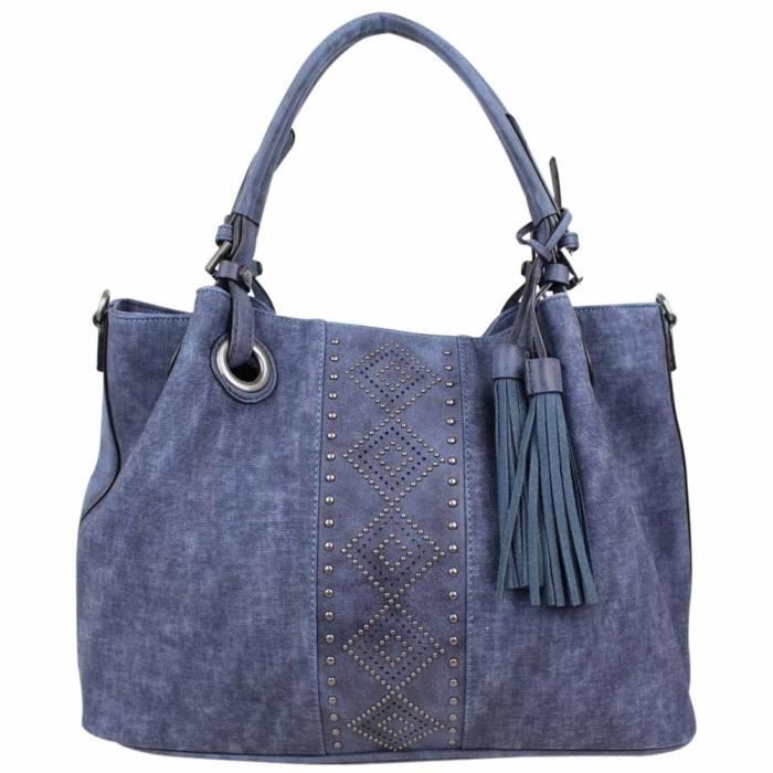 Sac cabas zip effet vieillie et petits rivets Fuchsia Alesso