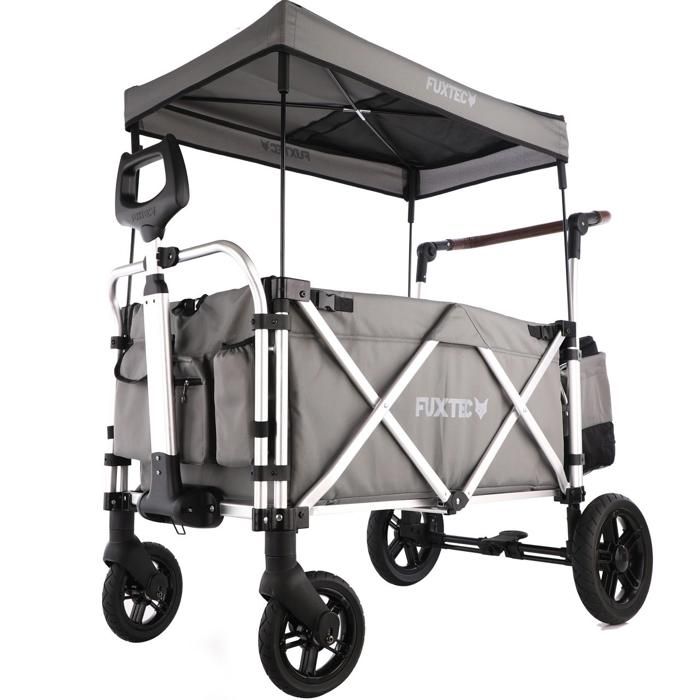 Chariot de transport enfant - Gris - FUXTEC Super Cruiser - pliable charge 75 kg