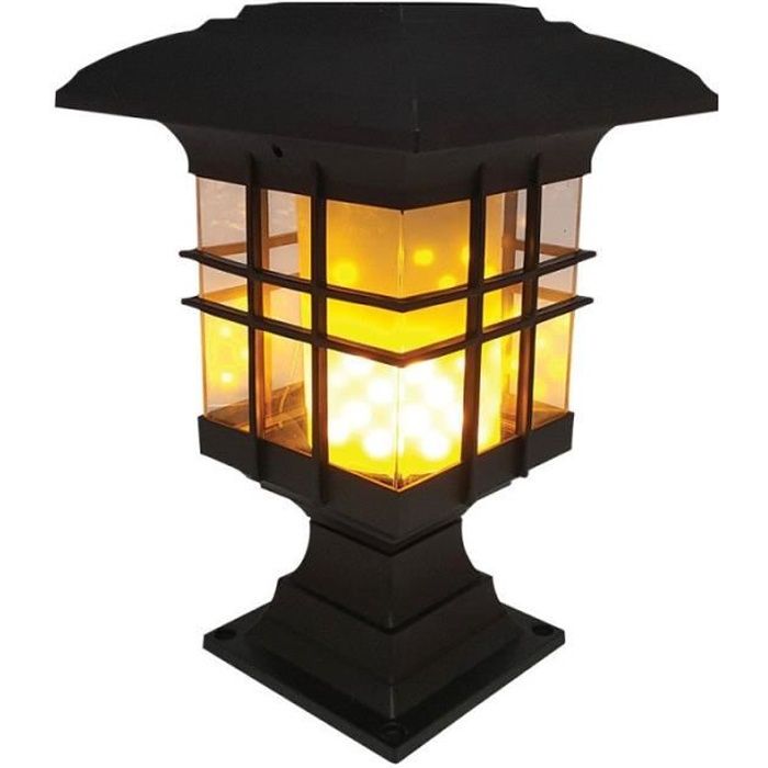 Lampe Solaire Pour Jardin Effet Flamme Noir Achat Vente